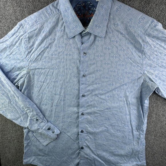 Robert Graham Long Sleeve Button Up Shirt Men Size Large Classic Blue Print - Picture 2 of 16